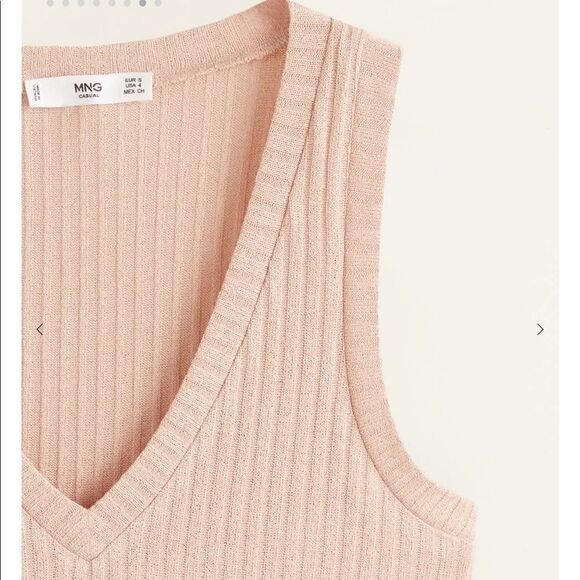 MANGO ribbed sleeveless V neck top in soft pink size small NWT - Picture 12 of 15